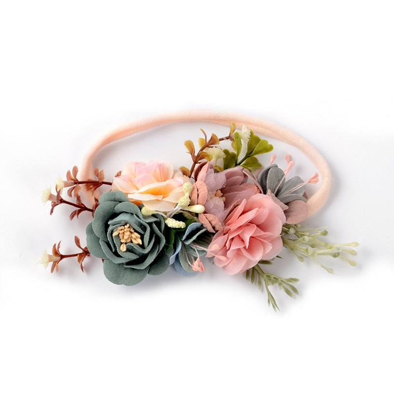 10pcs/lot Faux Flower Nylon Headband