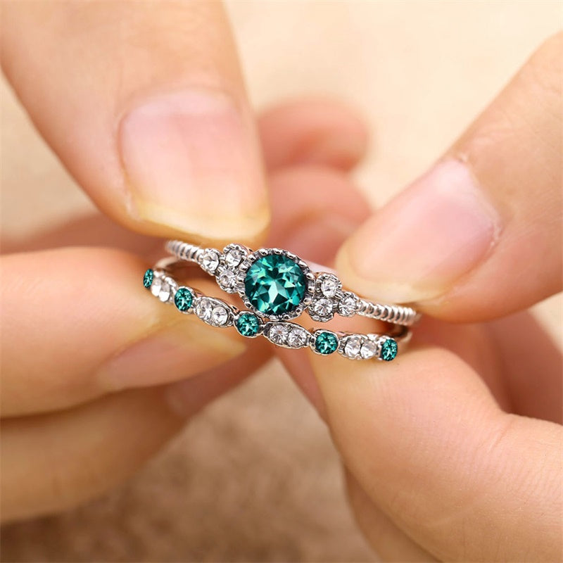 2 pieces / set crystal ring