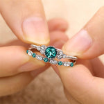 2 pieces / set crystal ring