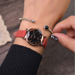 Vintage leather quartz women watch