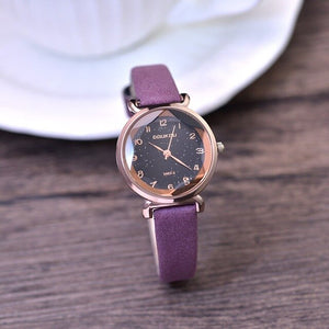 Vintage leather quartz women watch
