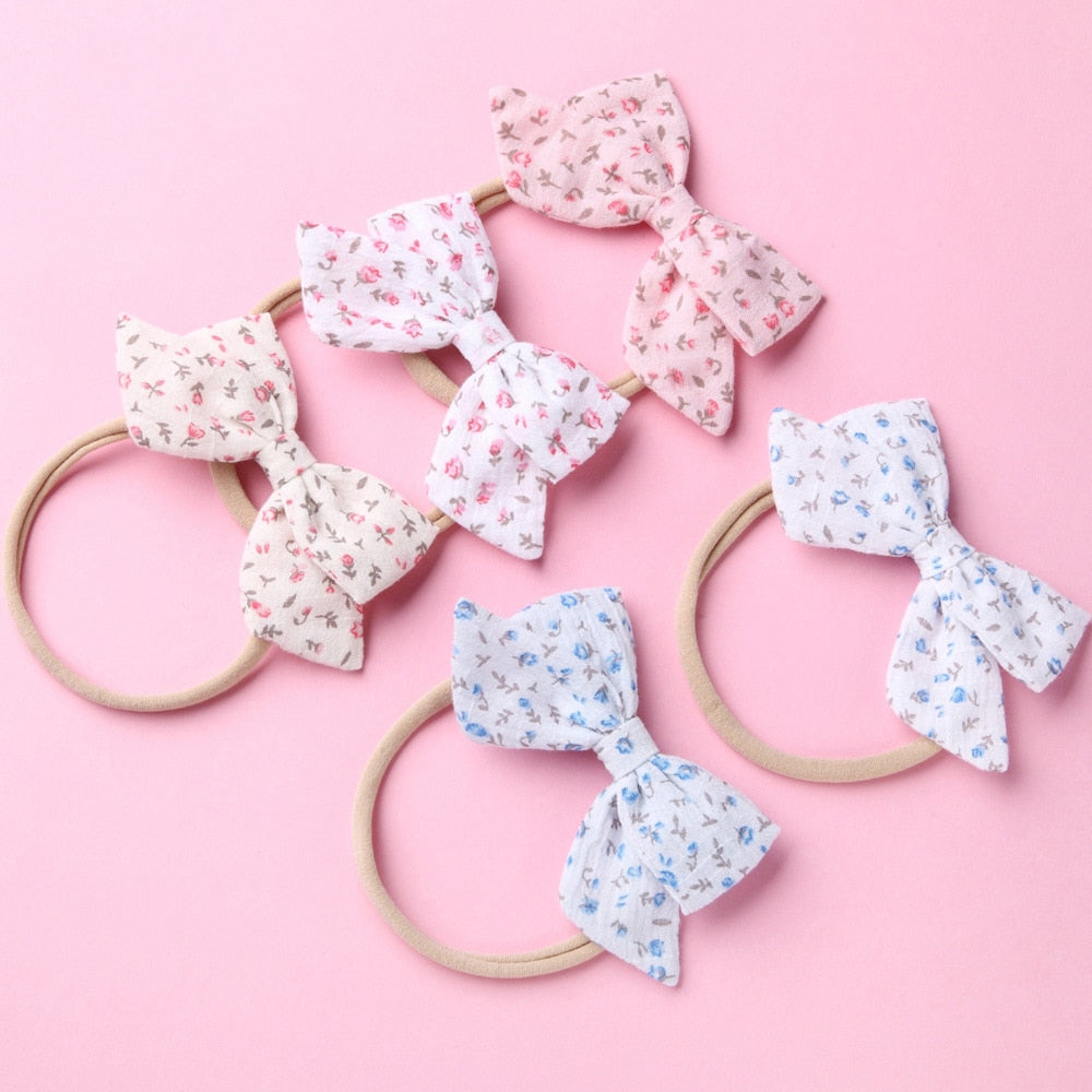 20 pcs/lot Floral Sailor Bow Nylon Headbands